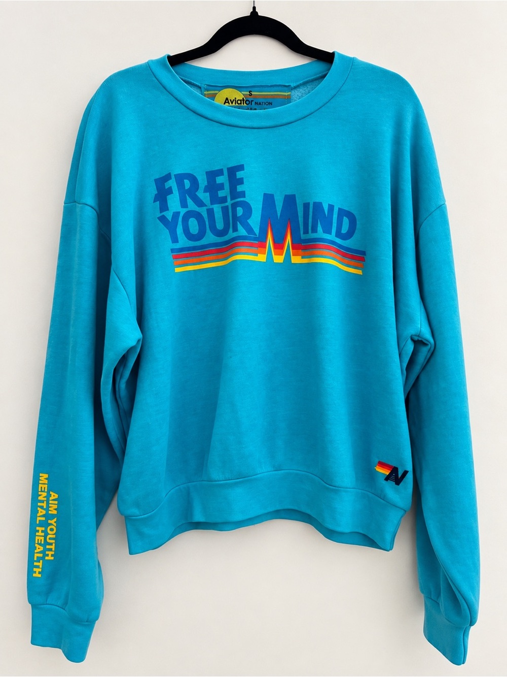 Aviator Nation Free Your Mind AIM Sweatshirt Turquoise Size S